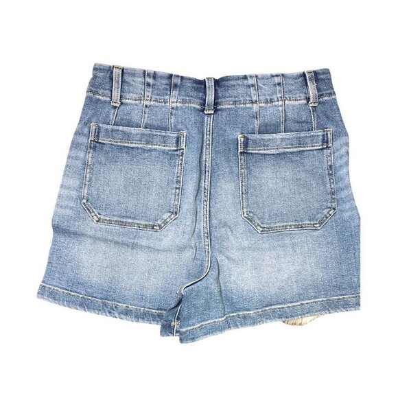 LC Lauren Conrad Womens High Rise Med Wash Patch Pockets Jean Shorts Sz 18 New - Picture 4 of 8